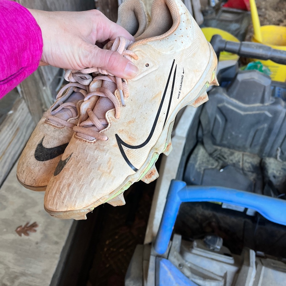 Nike Softball Cleats in white and Black